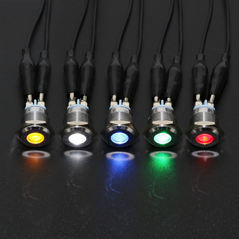 16mm metalinis indikatorius 3V 12V 24V 220V minkšta šviesa LED vandeniui atsparus maitinimo indikatorius su varžto gnybtu Raudona Mėlyna Žalia Balta