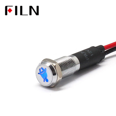 FILN 8mm autós műszerfal biztonsági öv nélkül szimbólum led piros sárga fehér kék zöld 12v led visszajelző lámpa 20cm kábellel