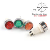 5 τμχ PL Στρογγυλός πίνακας λυχνίας σήματος ισχύος 12mm Ένδειξη τοποθέτησης Κόκκινο Πράσινο Κίτρινο Led Φώτα 14V 220V 380V