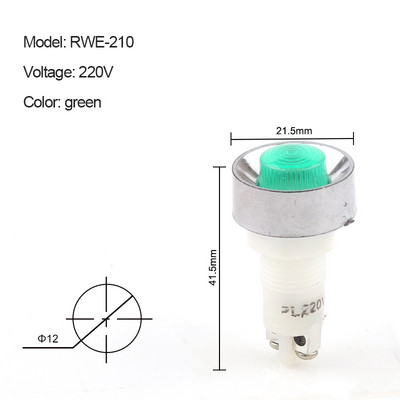 5 bucăți PL rotund putere semnal lampă indicator de montare panou roșu verde galben lumini LED 14V 24V 220V 380V orificiu de montare 12mm