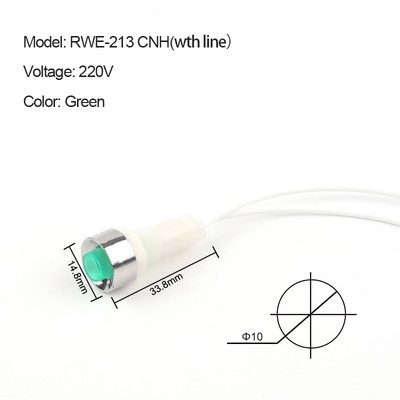 5gab NHC signālgaismas paneļa stiprinājuma neona gaismas indikators 12/24/220/380V DC 10mm virzošais signāla gaisma satiksmes zaļa dzeltena gaisma