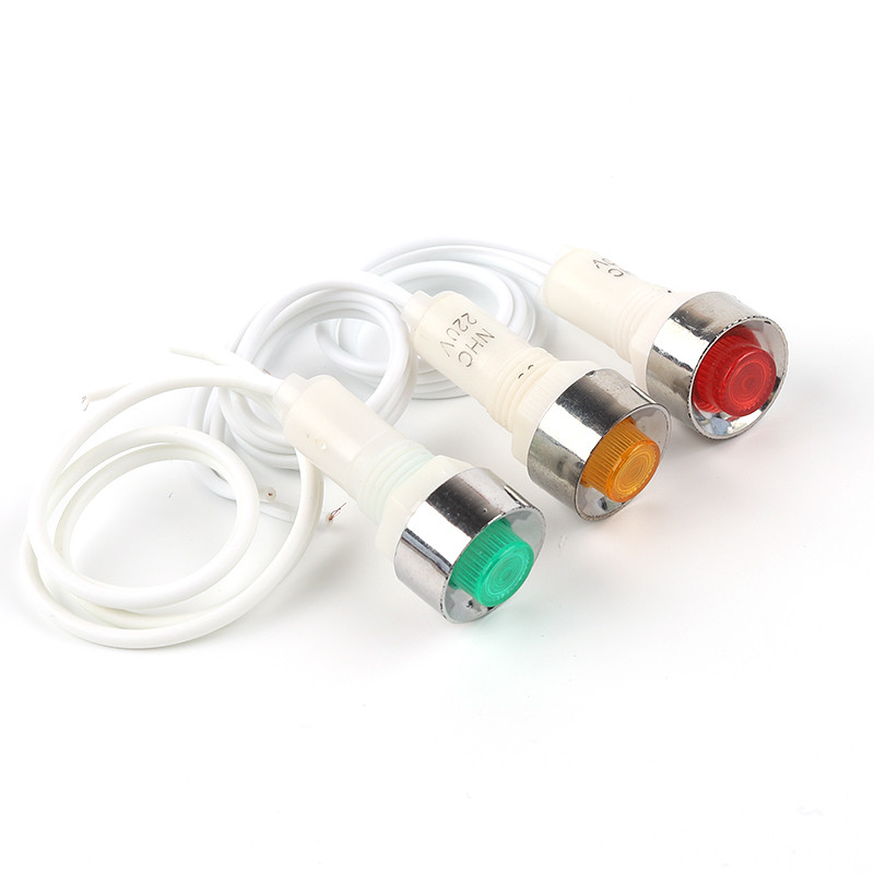 5gab NHC signālgaismas paneļa stiprinājuma neona gaismas indikators 12/24/220/380V DC 10mm virzošais signāla gaisma satiksmes zaļa dzeltena gaisma