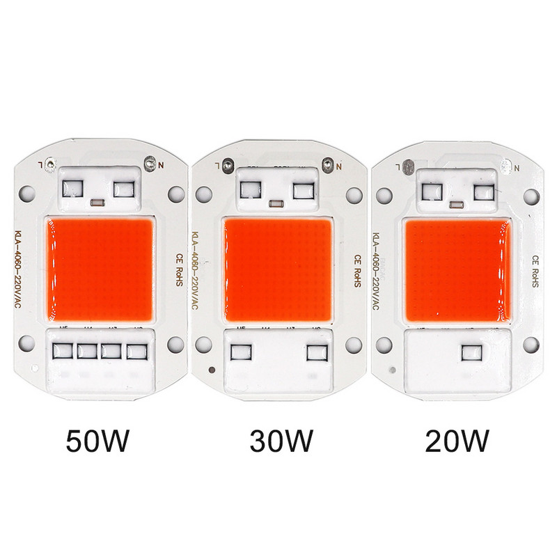 Täisspektriga LED COB taimekasvatuslamp vahelduvvoolu 220 V 110 V otse nutikas IC LED-kiip 20 W 30 W 50 W lillede õitsemiseks