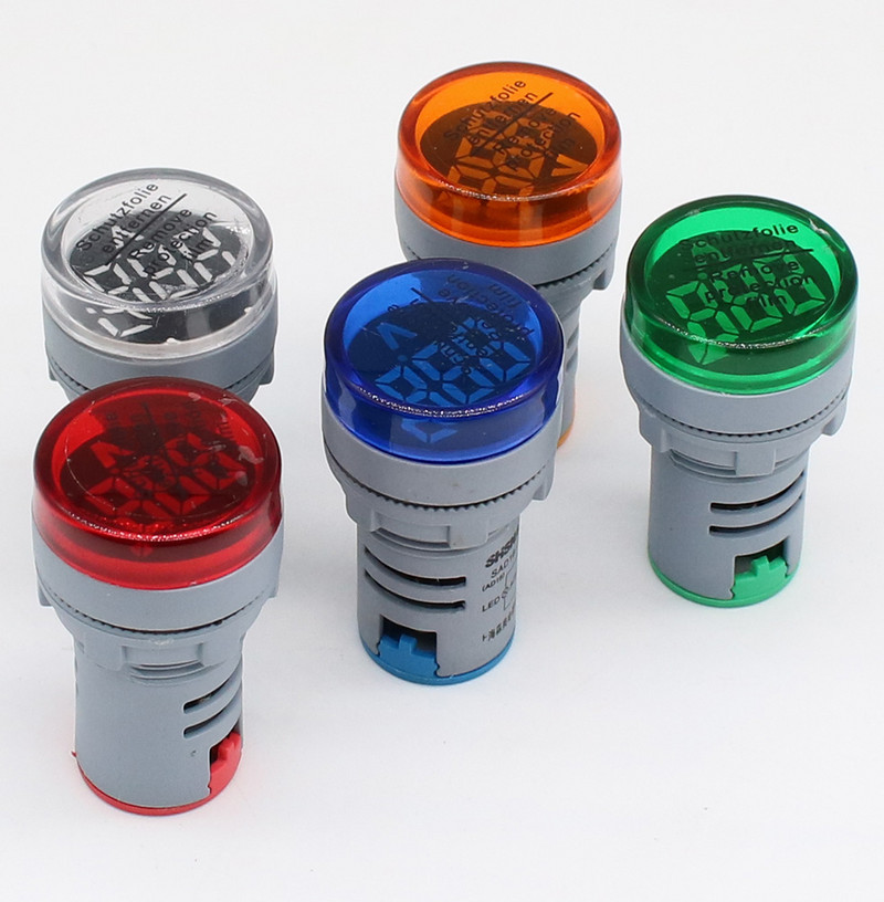 Όργανο μέτρησης τάσης LED 22mm Μίνι μετρητής τάσης Πολύχρωμο AC 20V -500V Ένδειξη Βολτόμετρο Κίτρινο Πράσινο Μπλε Λευκό