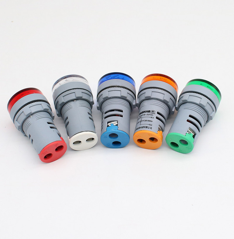 Όργανο μέτρησης τάσης LED 22mm Μίνι μετρητής τάσης Πολύχρωμο AC 20V -500V Ένδειξη Βολτόμετρο Κίτρινο Πράσινο Μπλε Λευκό