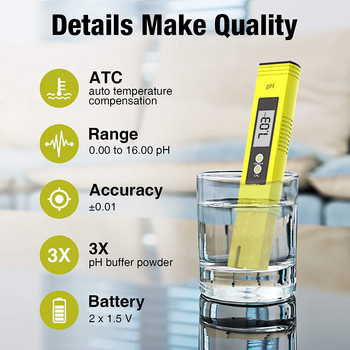 pH Meter TDS EC Meter 0,05ph Υψηλής ακρίβειας Τύπος στυλό ± 2% Ακρίβεια ανάγνωσης 3-σε-1 TDS EC Temperature Meter Hydroponics & Aquarium