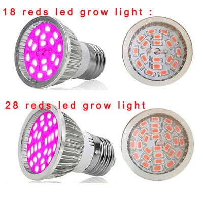 Aliuminis 18LED 28LED RED Plant Grow Light patalpų lemputė COB Red LED Viso spektro gėlių auginimas šiltnamio efektą sukeliančių palapinių dėžutei q1