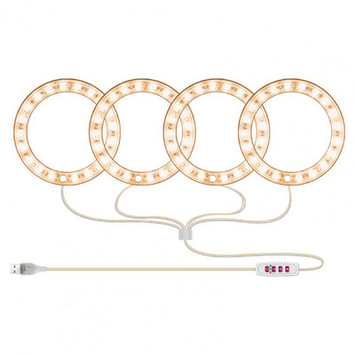 LED-kasvatuslampi inglirõngas, kolme spektriga valikuline, 1 kuni 4 siseruumides kasutatavat köögiviljasukulendid taimekasvatusvalgusti koju