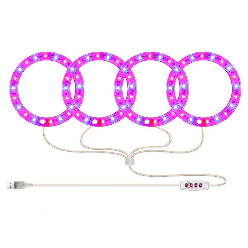 LED-kasvatuslampi inglirõngas, kolme spektriga valikuline, 1 kuni 4 siseruumides kasutatavat köögiviljasukulendid taimekasvatusvalgusti koju