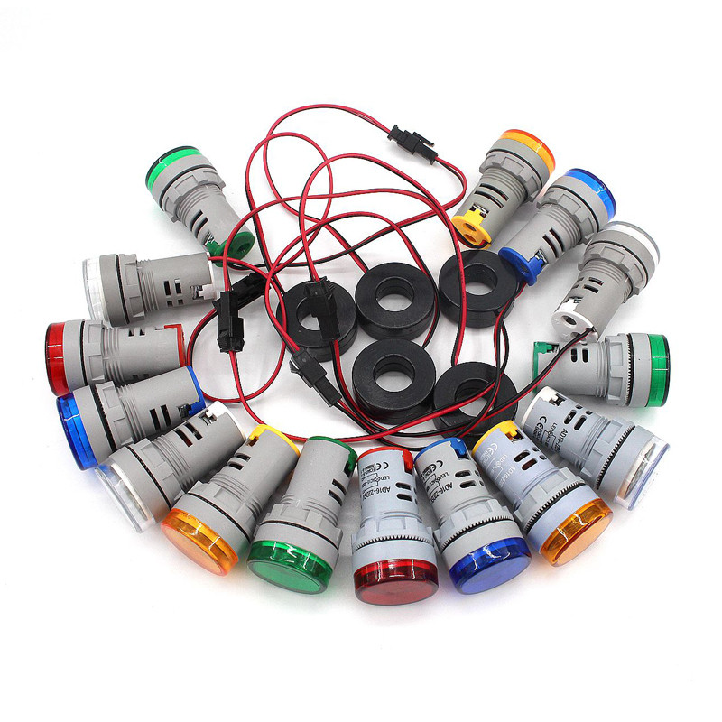 22mm AC Afișaj digital LED Voltmetru Ampermetru Volt Tensiune Amperi Curent Frecvență Contor Indicator de avertizare Tester de lumini de semnal