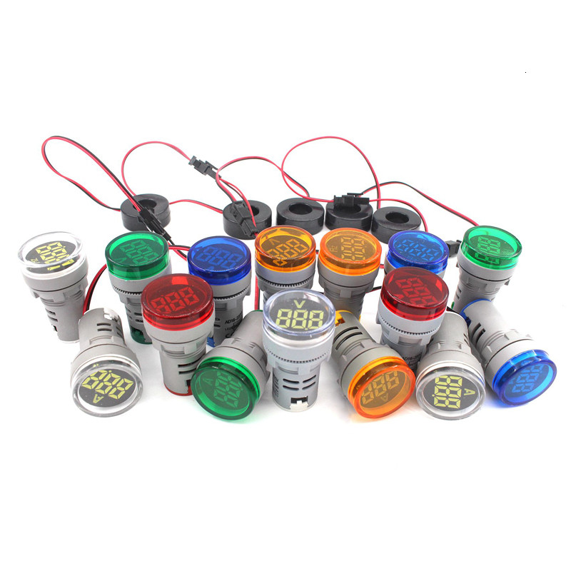 22mm AC Afișaj digital LED Voltmetru Ampermetru Volt Tensiune Amperi Curent Frecvență Contor Indicator de avertizare Tester de lumini de semnal