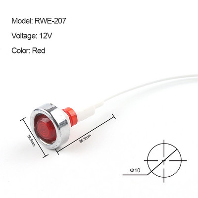 5tk 12V 24V 220V 380V toiteindikaatori paneeli kinnitus LED-indikaator punane/roheline/kollane 10mm juhtsignaaltuli