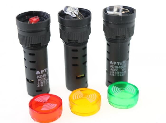 Hangjelző AD16-16SM DC 12V 16mm hang és fény villogó berregő riasztó AD16