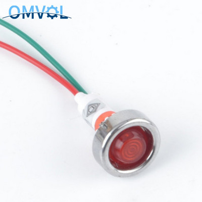 12 V juhtmega signaallamp Punane roheline kollane 10 mm märgutuli