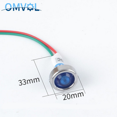 12 V juhtmega signaallamp Punane roheline kollane 10 mm märgutuli