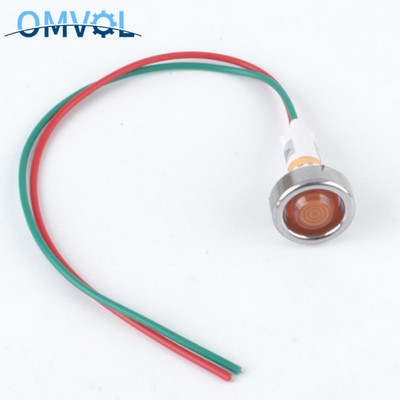 12 V juhtmega signaallamp Punane roheline kollane 10 mm märgutuli