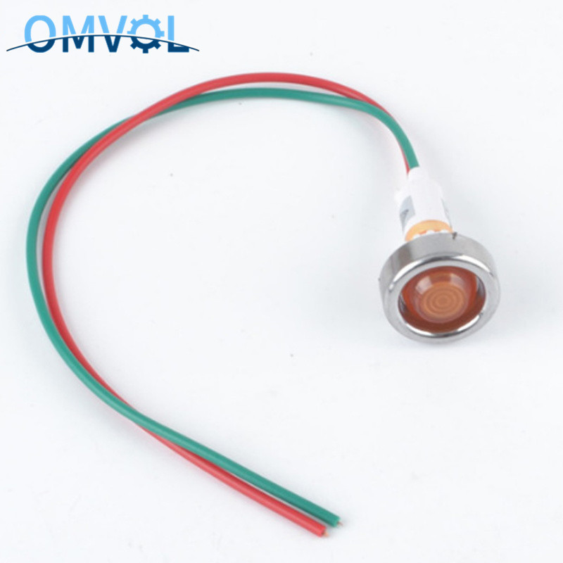 Λυχνία σήματος καλωδίων 12v Κόκκινη Πράσινη Κίτρινη Ενδεικτική λυχνία 10mm