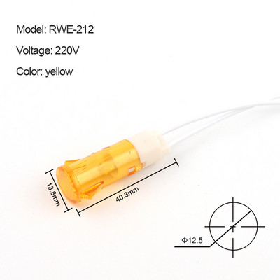 5 bucăți MDX-14A lampă de semnalizare montare pe panou 12,5 mm indicator neon roșu verde galben DC12V 24V 220V 380V cu lampă de semnalizare de ghidare a firului