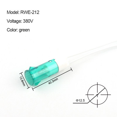 5 bucăți MDX-14A lampă de semnalizare montare pe panou 12,5 mm indicator neon roșu verde galben DC12V 24V 220V 380V cu lampă de semnalizare de ghidare a firului