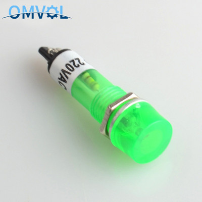 5PC 10mm ümmargune kompaktne indikaatortuli DC12V DC24 AC220V punane roheline oranž neoonpirn XD10-3 võimsus