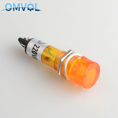 5PC 10mm ümmargune kompaktne indikaatortuli DC12V DC24 AC220V punane roheline oranž neoonpirn XD10-3 võimsus