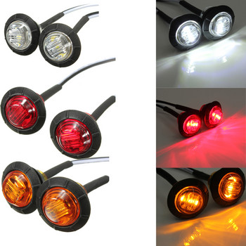 24v LED предупредителна светлина за кола Кръгъл страничен индикатор Лампа за кормилно управление на ремарке, каравана, камион Мини кръгла пролука Синьо-червена сигнална лампа