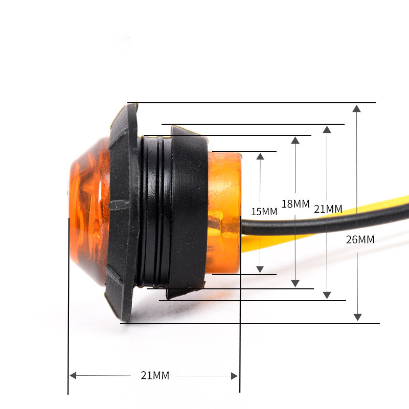 24v LED automobilio įspėjamoji lemputė apvali šoniniai indikatoriai priekabos priekabos sunkvežimio vairo lemputė maža apvali tarpinė mėlyna raudona signalinė lemputė