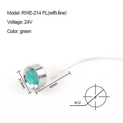 5 bucăți PL cu sârmă lampă de semnalizare panou indicator LED roșu verde galben 12V 24V 220V 380V orificiu de montare 12.5mm lampă de semnalizare de ghidare