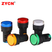 1 vnt AD16-22DS 12V 24V 220V 380V 22mm skydelio tvirtinimo LED karoliukai Maitinimo indikatorius Plastikinis pilotinis signalinis maitinimo lemputė raudona/geltona/mėlyna