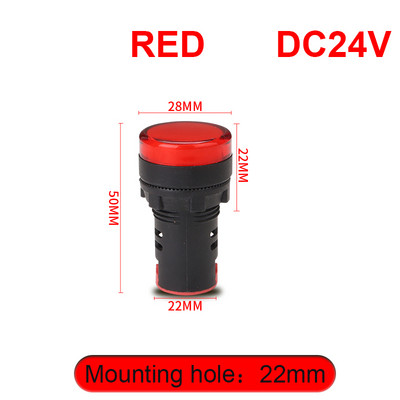 1 vnt AD16-22DS 12V 24V 220V 380V 22mm skydelio tvirtinimo LED karoliukai Maitinimo indikatorius Plastikinis pilotinis signalinis maitinimo lemputė raudona/geltona/mėlyna