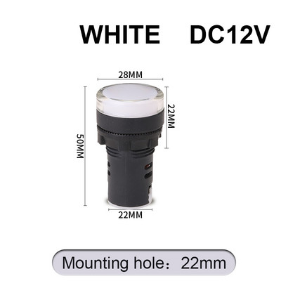 1 vnt AD16-22DS 12V 24V 220V 380V 22mm skydelio tvirtinimo LED karoliukai Maitinimo indikatorius Plastikinis pilotinis signalinis maitinimo lemputė raudona/geltona/mėlyna