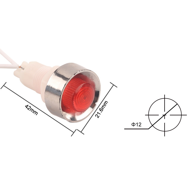 5 tk PL koos juhtmega signaallambi paneeli kinnitusega 12,5 mm indikaator LED valguspunane roheline roheline kollane juhtjuht 380 V 220 V 12 V 24 V