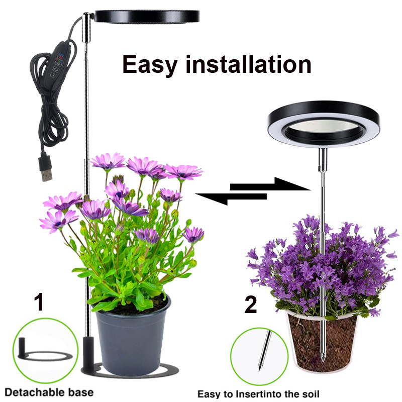 Grow Light täisspektriga LED taimevalgusti toataimedele Reguleeritava kõrgusega kasvulamp taimeriga 3/9/12H hämardatava heledusega