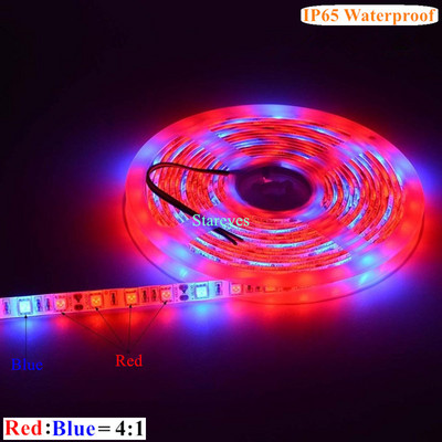 1 ritinio SMD 5050 5 m LED juostelės auginimo šviesa Viso spektro LED gėlių augalų fito lempa, skirta šiltnamio efektą sukeliančių hidroponinių augalų auginimui