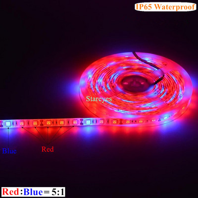 1 ritinio SMD 5050 5 m LED juostelės auginimo šviesa Viso spektro LED gėlių augalų fito lempa, skirta šiltnamio efektą sukeliančių hidroponinių augalų auginimui