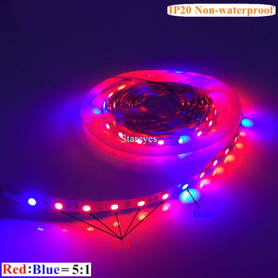 1 ritinio SMD 5050 5 m LED juostelės auginimo šviesa Viso spektro LED gėlių augalų fito lempa, skirta šiltnamio efektą sukeliančių hidroponinių augalų auginimui