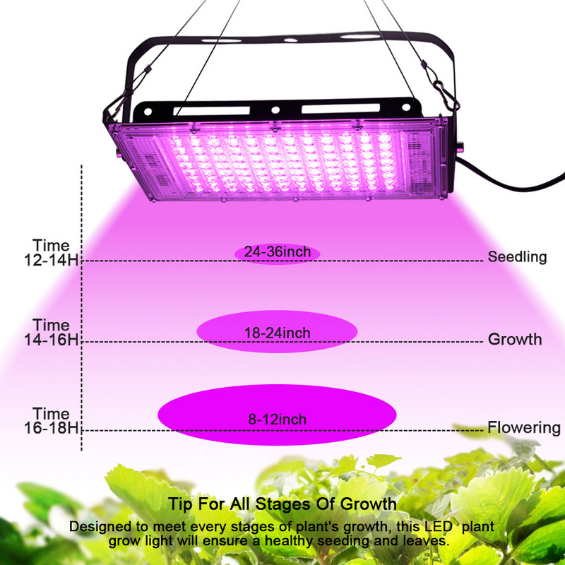 Lampă de creștere LED cu spectru complet PhytoLamp pentru plante Cort Semănat de flori 50W AC 220V Lampă pentru exterior Proiector de exterioară Grow Phyto Box