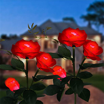 2/1 τμχ Ηλιακά Φωτάκια Τριαντάφυλλου IP65 Αδιάβροχα Φωτάκια Κήπου LED Ρομαντικά Φωτιστικά Τοπίου με 3 Ροζ Λουλούδια για Αίθριο/Αυλή/Γρασίδι