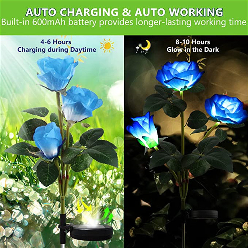 2/1 tk päikeseroosivalgustid IP65 veekindlad aiavalgustid romantilised LED-maastikuvalgustid 3 roosiõiega siseõue/õue/muru jaoks