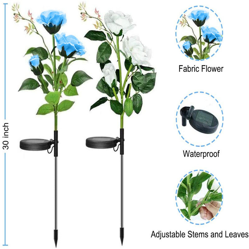 2/1 tk päikeseroosivalgustid IP65 veekindlad aiavalgustid romantilised LED-maastikuvalgustid 3 roosiõiega siseõue/õue/muru jaoks