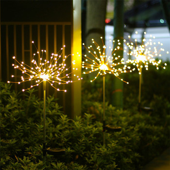 LED соларна открита глухарче фойерверк фея светлина 90/120/150LED водоустойчива градинска пътека тревна лампа сватбена коледна декорация