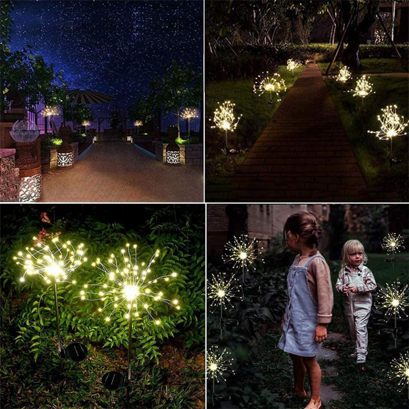 LED saules gaismas āra uguņošanas feju gaisma 90/120/150 LED ūdensnecaurlaidīgs dārza celiņš iekšpagalma zāliena lampa kāzu Ziemassvētku dekors