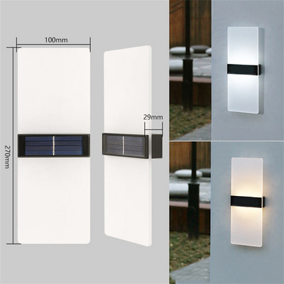 Kültéri akril napelemes fali lámpa vízálló kerti napelemes kerítés világítás napelemes lépcsős lámpa folyosói erkély hátsó udvari dekorációjához