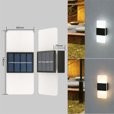 Kültéri akril napelemes fali lámpa vízálló kerti napelemes kerítés világítás napelemes lépcsős lámpa folyosói erkély hátsó udvari dekorációjához