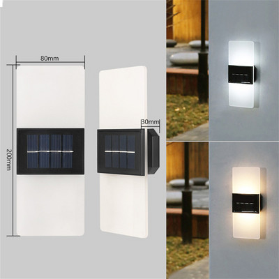 Kültéri akril napelemes fali lámpa vízálló kerti napelemes kerítés világítás napelemes lépcsős lámpa folyosói erkély hátsó udvari dekorációjához