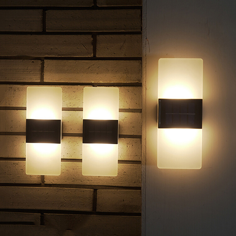 Kültéri akril napelemes fali lámpa vízálló kerti napelemes kerítés világítás napelemes lépcsős lámpa folyosói erkély hátsó udvari dekorációjához