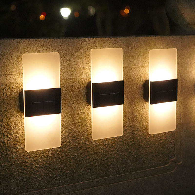 Kültéri akril napelemes fali lámpa vízálló kerti napelemes kerítés világítás napelemes lépcsős lámpa folyosói erkély hátsó udvari dekorációjához