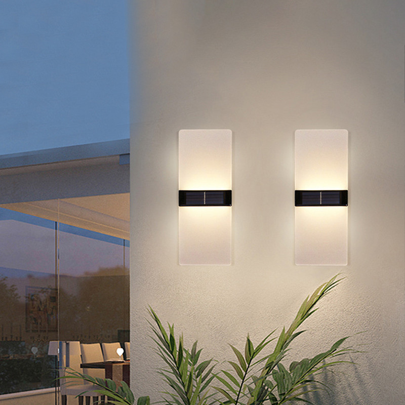 Kültéri akril napelemes fali lámpa vízálló kerti napelemes kerítés világítás napelemes lépcsős lámpa folyosói erkély hátsó udvari dekorációjához