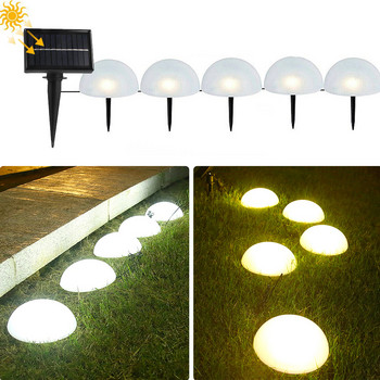 5 τμχ Ηλιακά Φωτιστικά Εδάφους Φωτιστικά γκαζόν εξωτερικού χώρου Κήπος Δημιουργικά αδιάβροχα μονοπάτια LED σε σχήμα μισής μπάλας Οριζόντια διακόσμηση αυλής