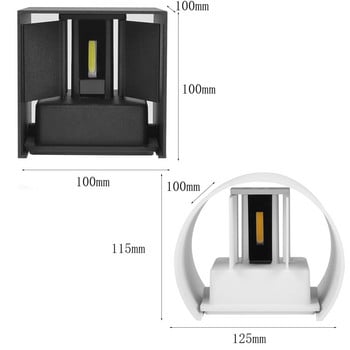 IP65 Αδιάβροχο 12W εξωτερικού χώρου Led Φωτιστικό τοίχου μοντέρνο αλουμίνιο ρυθμιζόμενο στην επιφάνεια Τοποθετημένο τετράγωνο στρογγυλό Led φως βεράντας κήπου